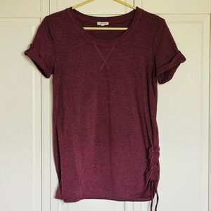 Maurices Burgundy Short Sleeve Tee with Side Tie